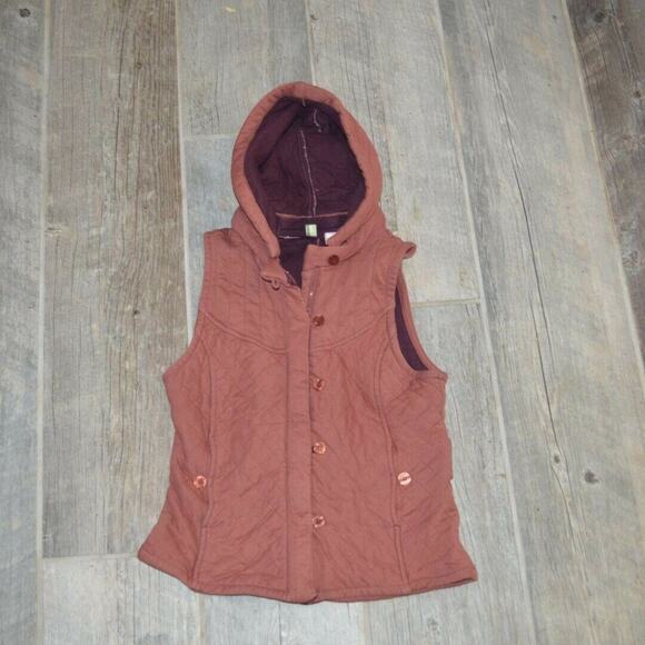 Anthropologie S Rust Quilted Hooded Vest - Picture 11 of 11